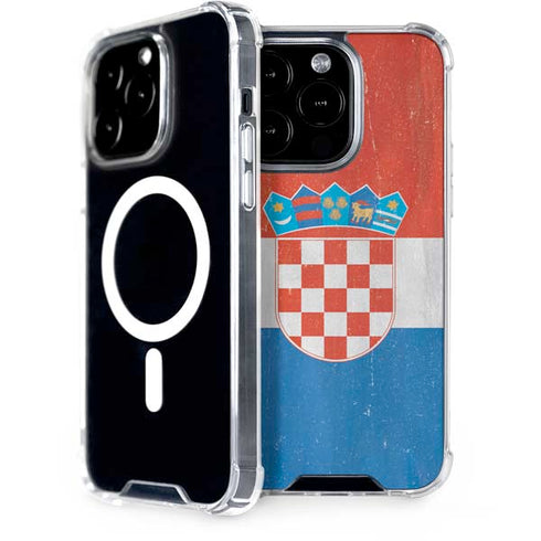 Croatia Flag Distressed iPhone 15 Pro MagSafe Case