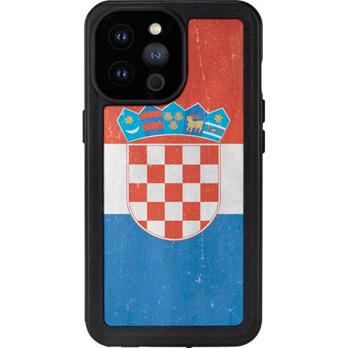 Croatia Flag Distressed iPhone 14 Pro Max Waterproof Case