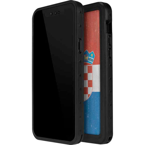 Croatia Flag Distressed iPhone 14 Pro Max Waterproof Case