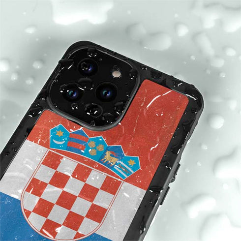 Croatia Flag Distressed iPhone 14 Pro Waterproof Case