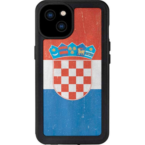 Croatia Flag Distressed iPhone 15 Plus Waterproof Case