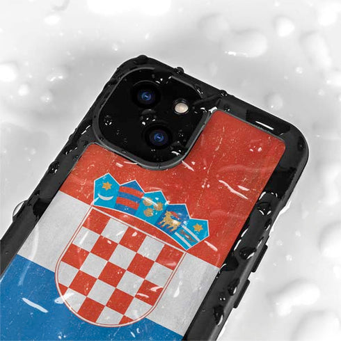 Croatia Flag Distressed iPhone 15 Plus Waterproof Case