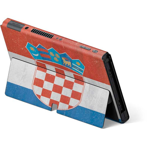 Croatia Flag Distressed Nintendo Switch OLED (2021) Skin