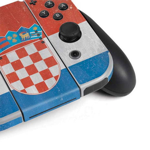 Croatia Flag Distressed Nintendo Switch OLED (2021) Skin