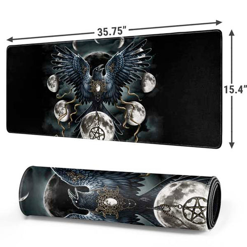 Crow and Moon Phases by Sarah Richter Gaming Mouse Pad