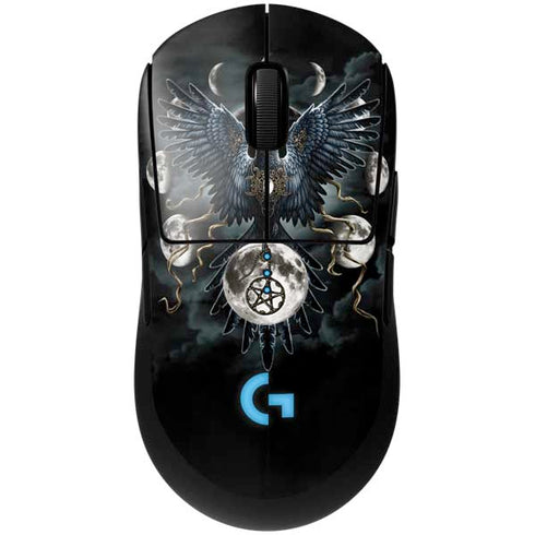 Crow and Moon Phases by Sarah Richter G Pro Wireless Gaming Mouse Skin
