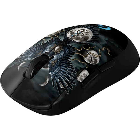 Crow and Moon Phases by Sarah Richter G Pro Wireless Gaming Mouse Skin
