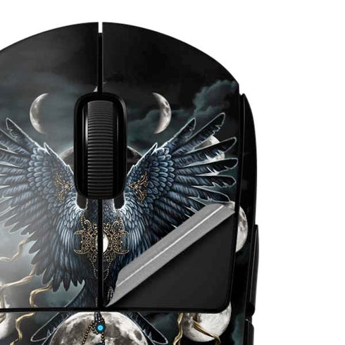 Crow and Moon Phases by Sarah Richter G Pro Wireless Gaming Mouse Skin