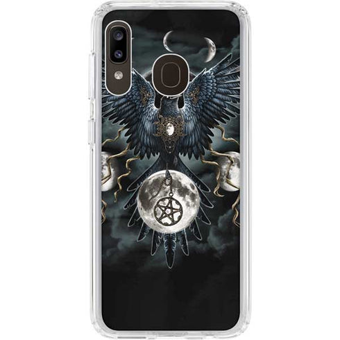 Crow and Moon Phases by Sarah Richter Galaxy A20 Clear Case