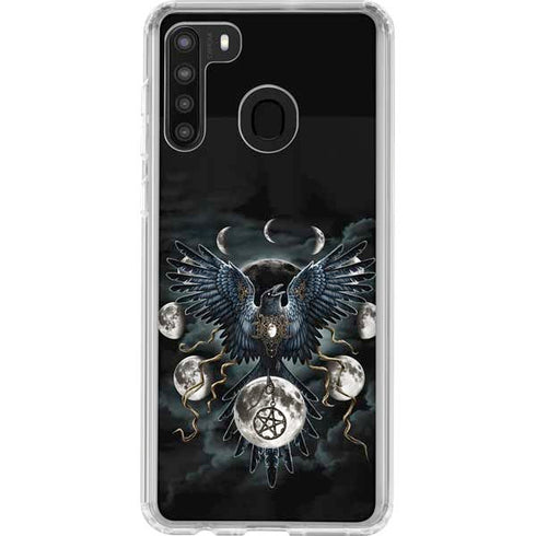 Crow and Moon Phases by Sarah Richter Galaxy A21 Clear Case