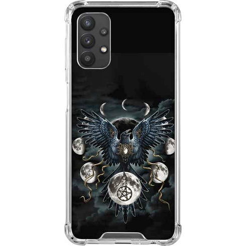 Crow and Moon Phases by Sarah Richter Galaxy A32 5G Clear Case