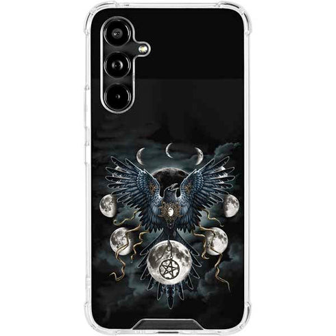 Crow and Moon Phases by Sarah Richter Galaxy A54 5G Clear Case