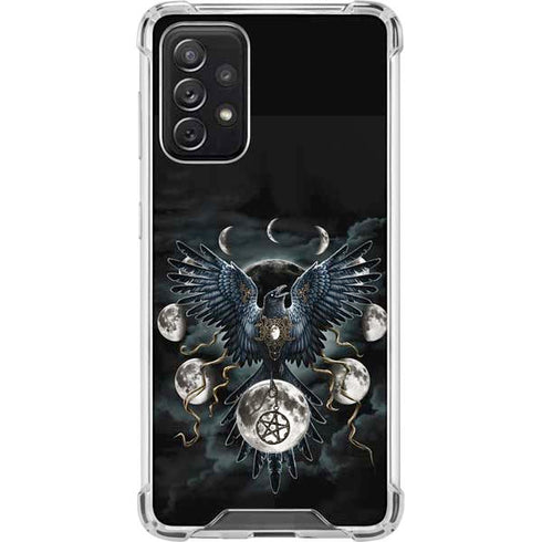 Crow and Moon Phases by Sarah Richter Galaxy A72 5G Clear Case