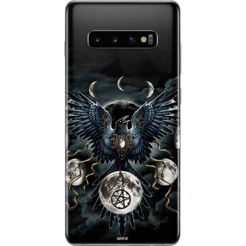 Crow and Moon Phases by Sarah Richter Galaxy S10 Plus Skin