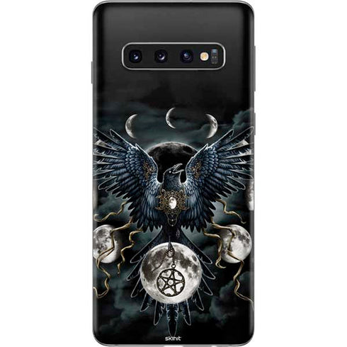 Crow and Moon Phases by Sarah Richter Galaxy S10 Skin