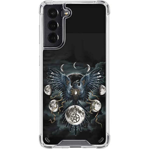 Crow and Moon Phases by Sarah Richter Galaxy S21 5G Clear Case