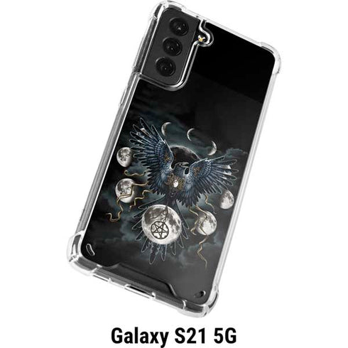 Crow and Moon Phases by Sarah Richter Galaxy S21 5G Clear Case