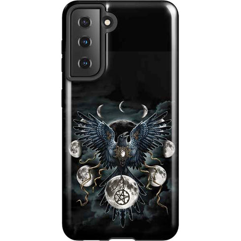 Crow and Moon Phases by Sarah Richter Galaxy S21 5G Pro Case