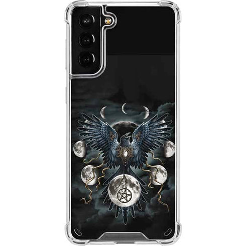 Crow and Moon Phases by Sarah Richter Galaxy S21 Plus 5G Clear Case