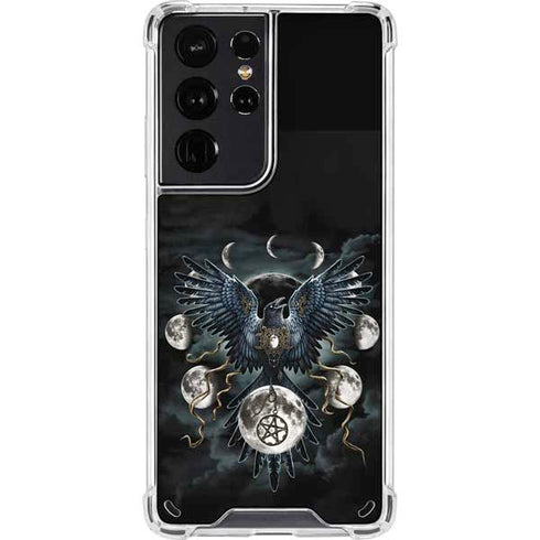 Crow and Moon Phases by Sarah Richter Galaxy S21 Ultra 5G Clear Case