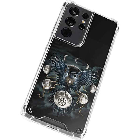 Crow and Moon Phases by Sarah Richter Galaxy S21 Ultra 5G Clear Case