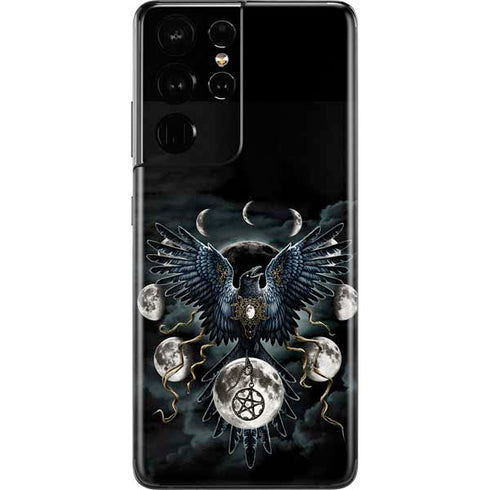 Crow and Moon Phases by Sarah Richter Galaxy S21 Ultra 5G Skin