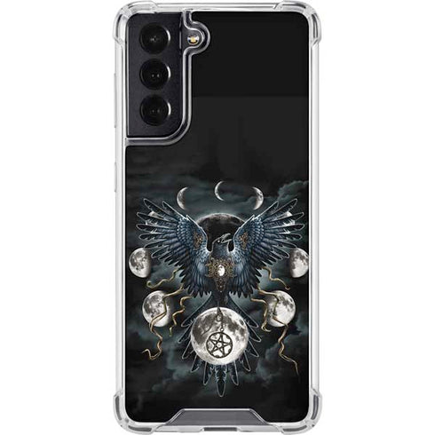 Crow and Moon Phases by Sarah Richter Galaxy S22 Clear Case