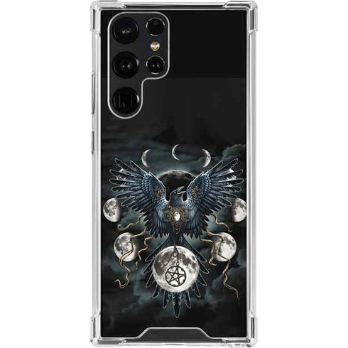 Crow and Moon Phases by Sarah Richter Galaxy S22 Ultra Clear Case