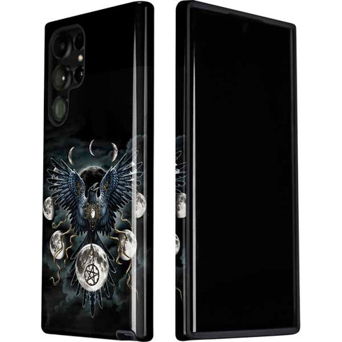 Crow and Moon Phases by Sarah Richter Galaxy S22 Ultra Pro Case