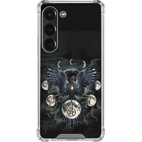 Crow and Moon Phases by Sarah Richter Galaxy S23 Clear Case