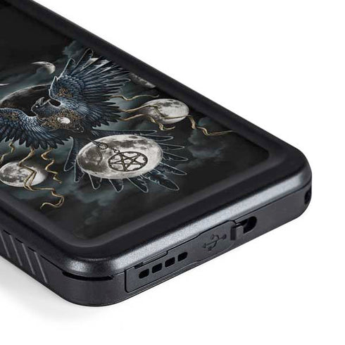 Crow and Moon Phases by Sarah Richter Galaxy S23 Plus Waterproof Case
