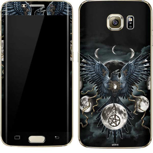 Crow and Moon Phases by Sarah Richter Galaxy S7 Edge Skin