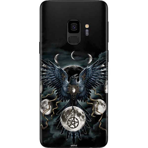 Crow and Moon Phases by Sarah Richter Galaxy S9 Skin