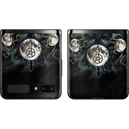 Crow and Moon Phases by Sarah Richter Galaxy Z Flip Skin