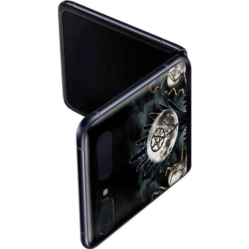 Crow and Moon Phases by Sarah Richter Galaxy Z Flip Skin