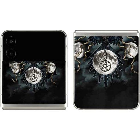 Crow and Moon Phases by Sarah Richter Galaxy Z Flip3 5G Skin