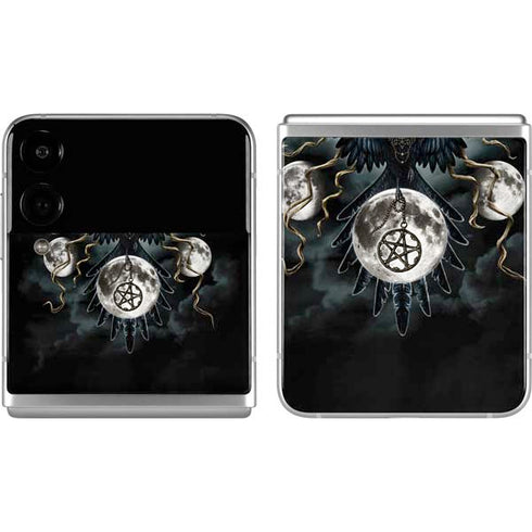 Crow and Moon Phases by Sarah Richter Galaxy Z Flip4 5G Skin
