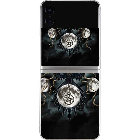 Crow and Moon Phases by Sarah Richter Galaxy Z Flip4 5G Skin