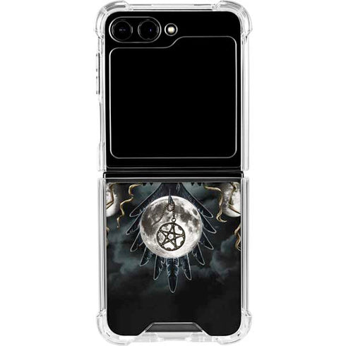 Crow and Moon Phases by Sarah Richter Galaxy Z Flip5 5G Clear Case