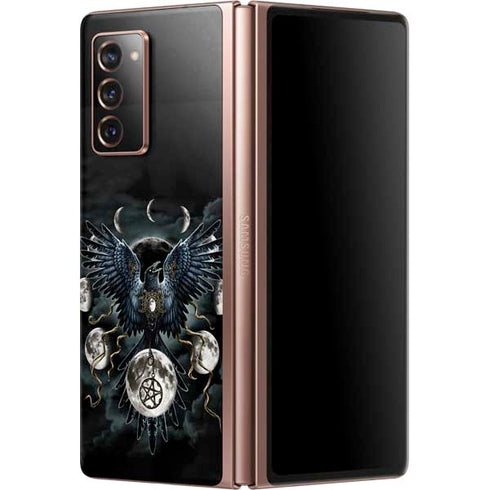 Crow and Moon Phases by Sarah Richter Galaxy Z Fold2 5G Skin