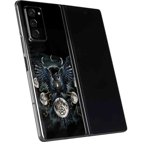 Crow and Moon Phases by Sarah Richter Galaxy Z Fold2 5G Skin