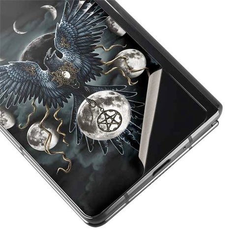 Crow and Moon Phases by Sarah Richter Galaxy Z Fold2 5G Skin