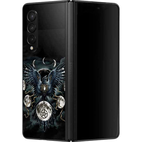 Crow and Moon Phases by Sarah Richter Galaxy Z Fold3 5G Skin