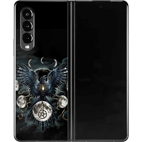 Crow and Moon Phases by Sarah Richter Galaxy Z Fold3 5G Skin