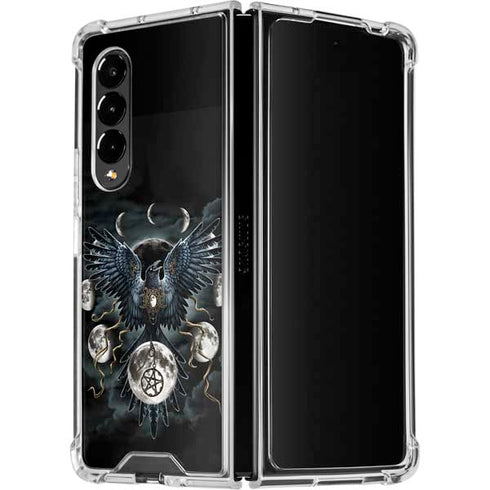 Crow and Moon Phases by Sarah Richter Galaxy Z Fold4 5G Clear Case