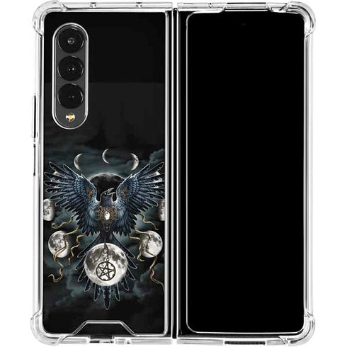 Crow and Moon Phases by Sarah Richter Galaxy Z Fold4 5G Clear Case
