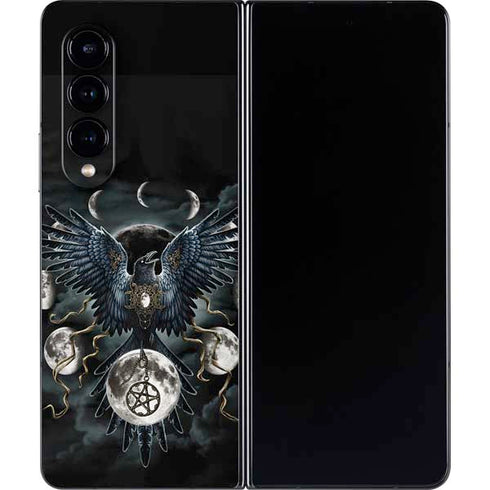 Crow and Moon Phases by Sarah Richter Galaxy Z Fold4 5G Skin