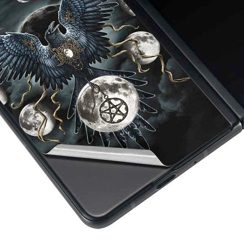 Crow and Moon Phases by Sarah Richter Galaxy Z Fold4 5G Skin