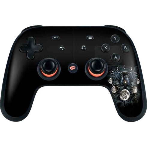 Crow and Moon Phases by Sarah Richter Google Stadia Controller Skin