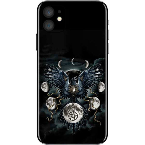 Crow and Moon Phases by Sarah Richter iPhone 11 Skin